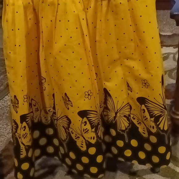 NWOT Shrawanti gold&black polkadot dress w butterflies & belt Sz 32 EU/23/14 US - Picture 10 of 15